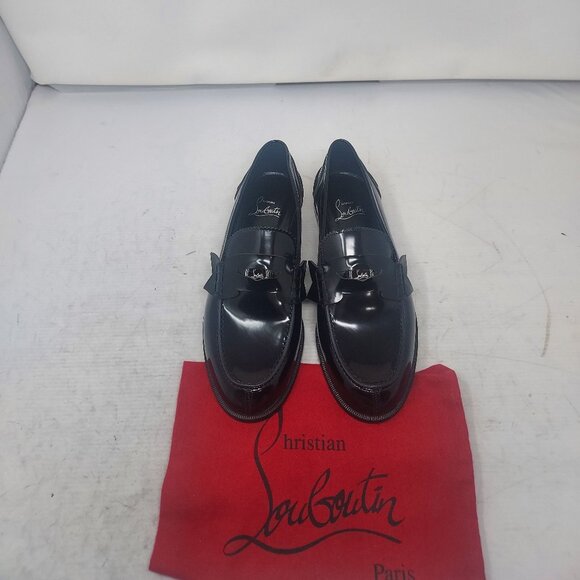 Christian Louboutin Womens Patent Black Leather Loafer - Picture 1 of 11